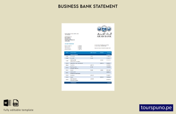 listo para imprimir el extracto de cuenta corriente de la organización Arab Bank